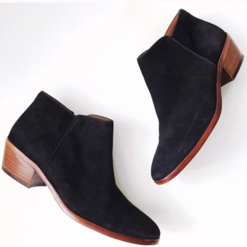 Sam Edelman Black Ankle Booties with Suede Finish
